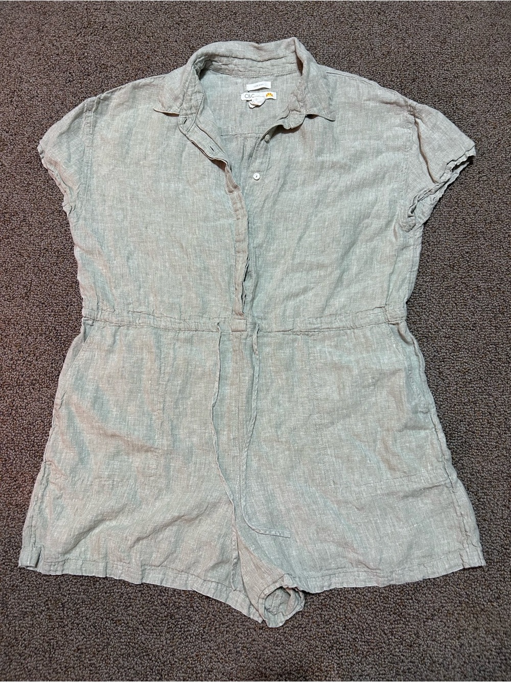 C and C California 100% Linen Romper Size XL